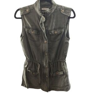 SALE Woman's Altar'd State Army Green Utility Full Zip Sleeveless Vest Size S